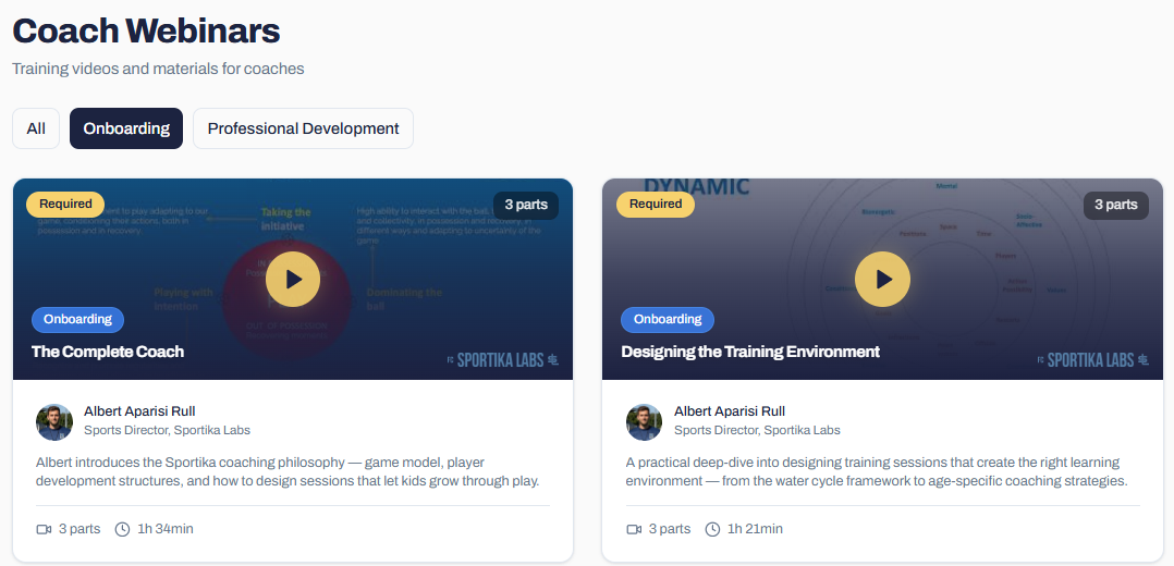 Coach Webinars module led by Albert Aparisi Rull
