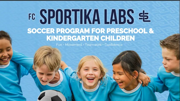 Sportika Labs preschool soccer program flyer for kindergartens