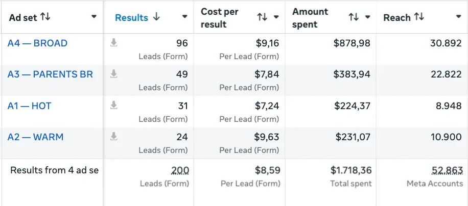 Lead volume and CPL from the Austin paid social campaign